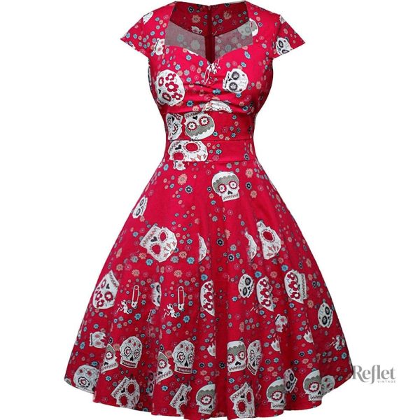 Robe années 50 à col bateau féminin