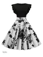 Robe vintage années 60 avec motifs floraux