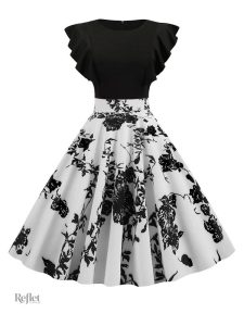 Robe vintage années 60 avec motifs floraux