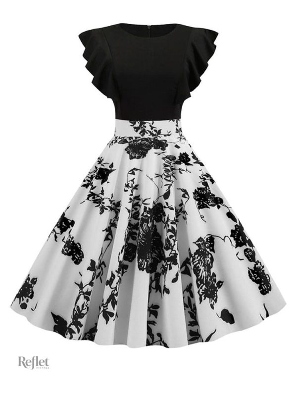 Robe vintage années 60 avec motifs floraux