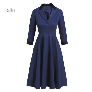 Robe vintage bleu roi avec coupe des années 60