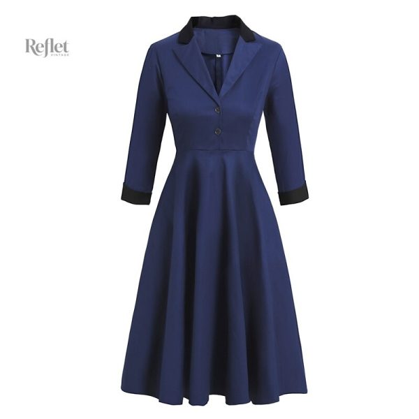 Robe vintage bleu roi avec coupe des années 60