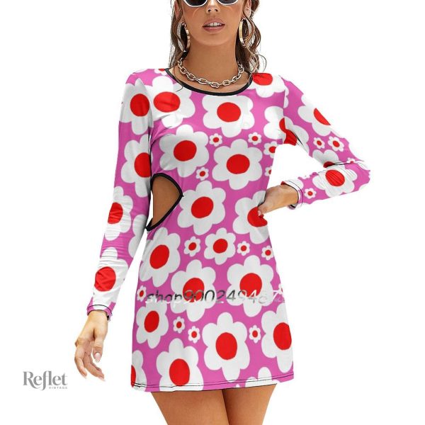 Robe courte année 70 en tissu léger