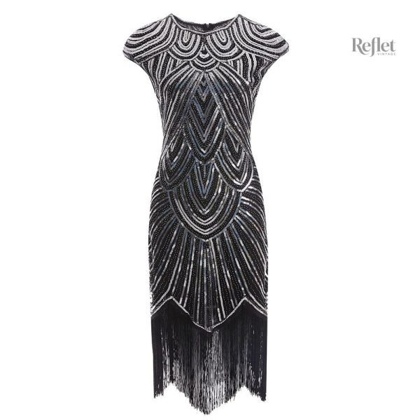 Robe vintage années 30, motifs géométriques