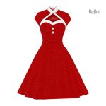 Robe vintage années 60 à col large et coupe évasée