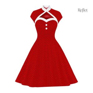 Robe vintage années 60 à col large et coupe évasée