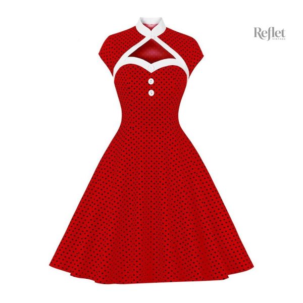 Robe vintage années 60 à col large et coupe évasée