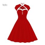 Robe 60's élégante avec taille cintrée et jupe évasée