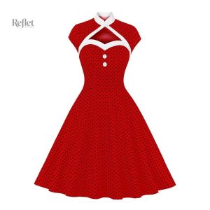 Robe 60's élégante avec taille cintrée et jupe évasée