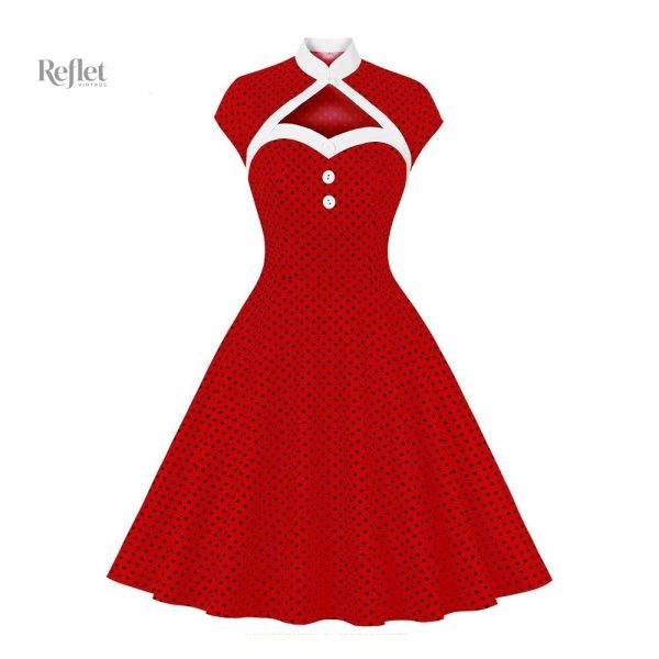 Robe 60's élégante avec taille cintrée et jupe évasée