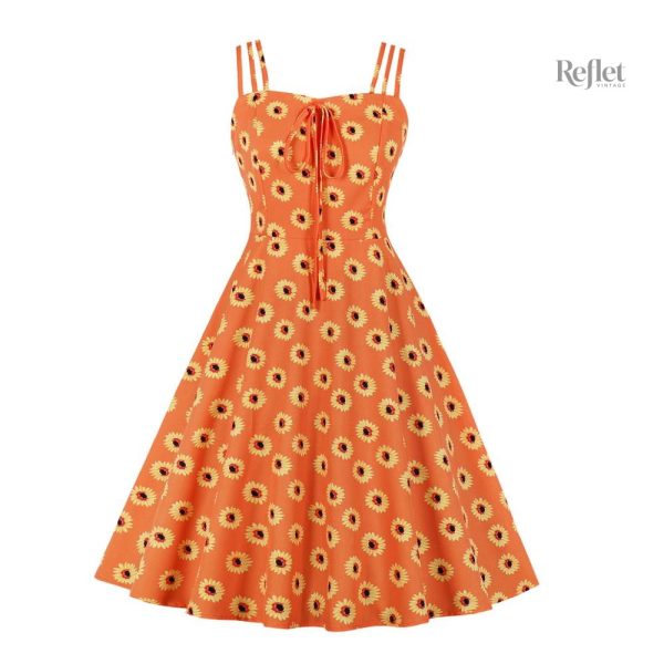 Robe d'été rétro années 30 à manches courtes