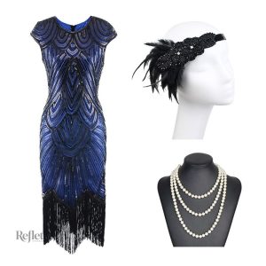 Robe femme années 30 à manches courtes