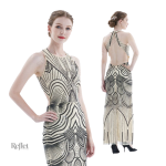 Robe noire années folles, design chic, ambiance charleston
