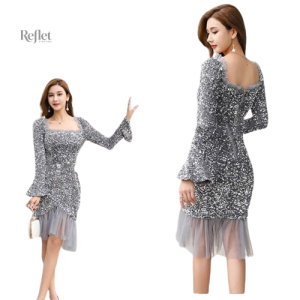 Robe soirée glamour années 20, détails raffinés et chic