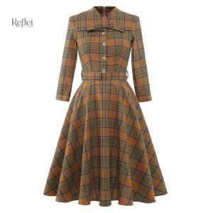 Robe à carreaux style rétro des années 60