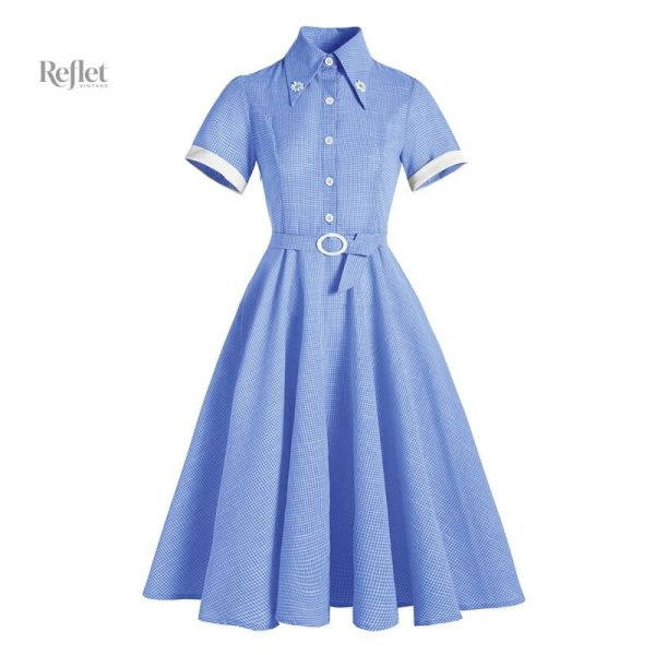 Robe rétro années 60 avec motifs floraux et coupe élégante