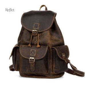 Design classique en cuir, sac à dos avec rangement efficace