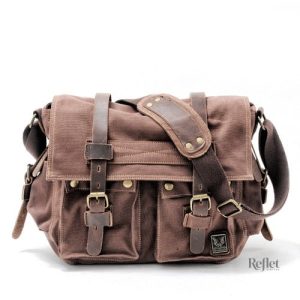 Sac photo rétro en cuir marron