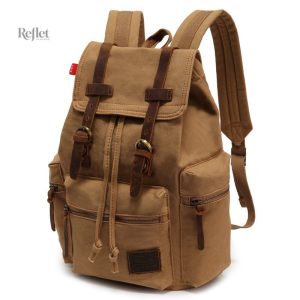 Sac à dos en tissu marron, parfait pour un look rétro chic