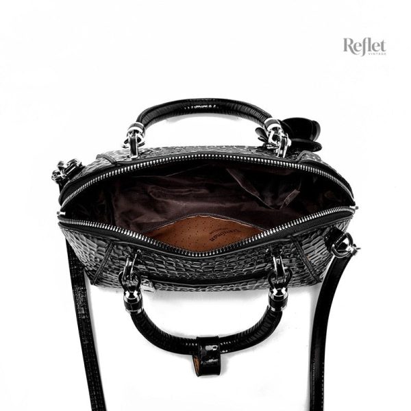 Sac à main en cuir croco, style rétro pour femme