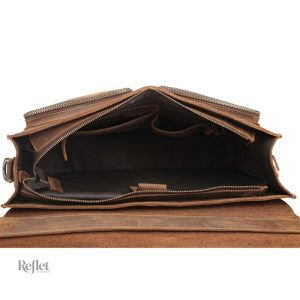 Cartable en cuir style vintage avec poignées