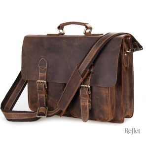 Sac cuir cartable vintage en style classique