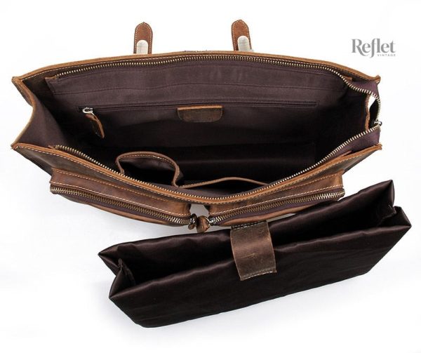 Cartable cuir vintage avec finition soignée