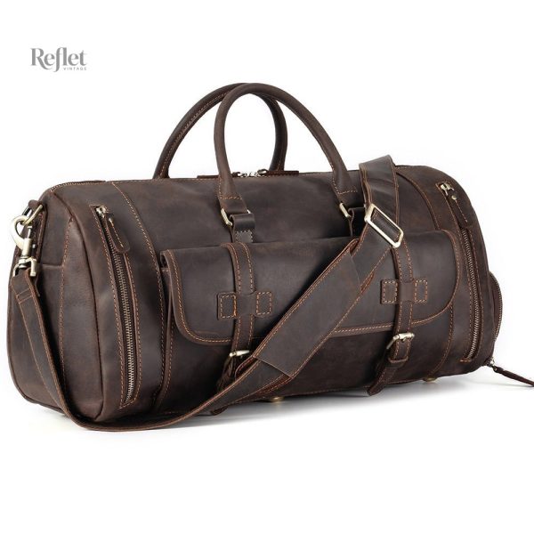 Sac de voyage en cuir avec design rétro élégant