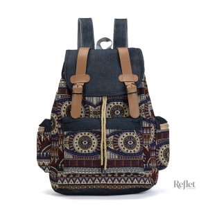 Sac à dos femme vintage en toile et cuir