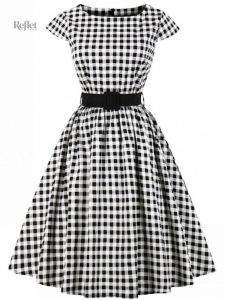 Robe année 50 à motifs, féminine et intemporelle