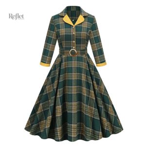 Robe vintage années 60, motifs colorés et coupe classique