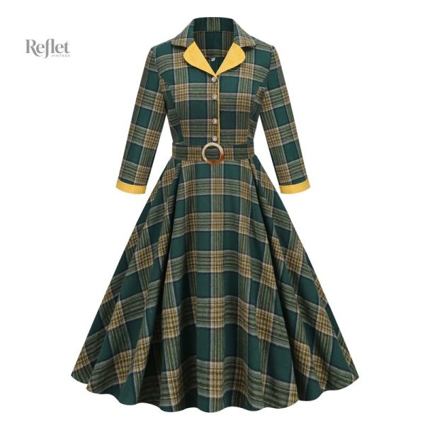Robe vintage années 60, motifs colorés et coupe classique