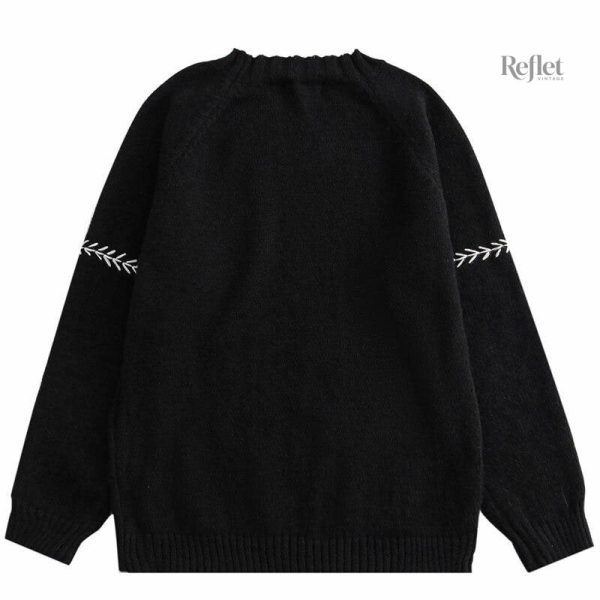 Pull vintage femme avec col en V et manches contrastantes