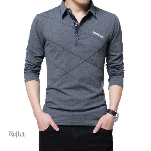 T-shirt homme vintage avec col élégant et style décontracté