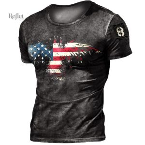 T-shirt homme American, style rétro