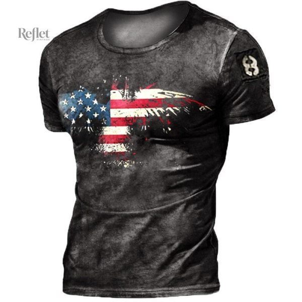 T-shirt homme American, style rétro