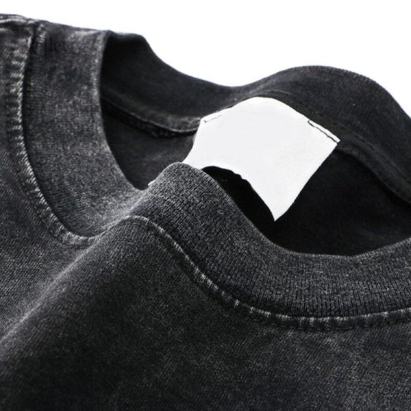 T-shirt uni vintage pour homme noir