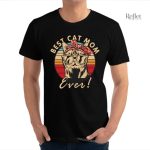 T-shirt décontracté homme chat en style vintage