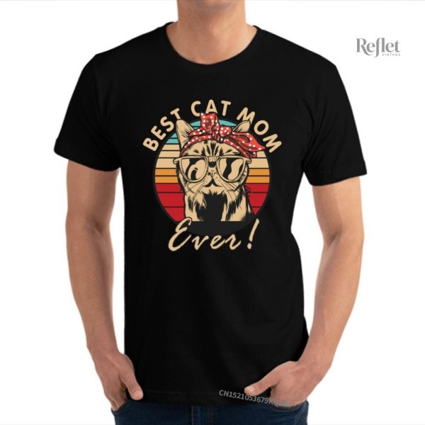 T-shirt décontracté homme chat en style vintage