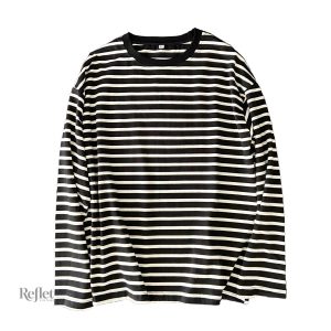T-shirt rayé vintage femme, style décontracté et authentique