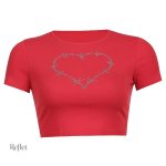 T-shirt rouge vintage pour femme
