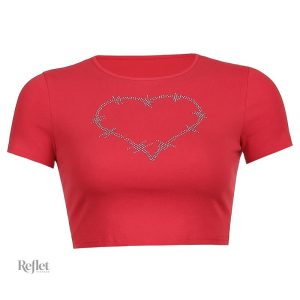 T-shirt rouge vintage pour femme