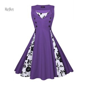 Robe année 50 à motifs, idéale pour des occasions spéciales