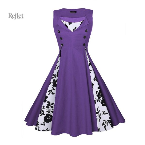 Robe année 50 à motifs, idéale pour des occasions spéciales
