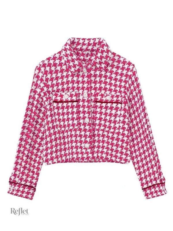 Veste vintage à carreaux pour femme
