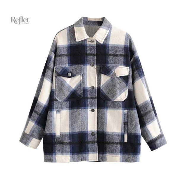 Veste à motifs écossais, style féminin vintage