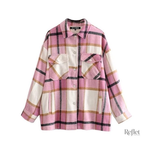Veste vintage femme avec design à carreaux