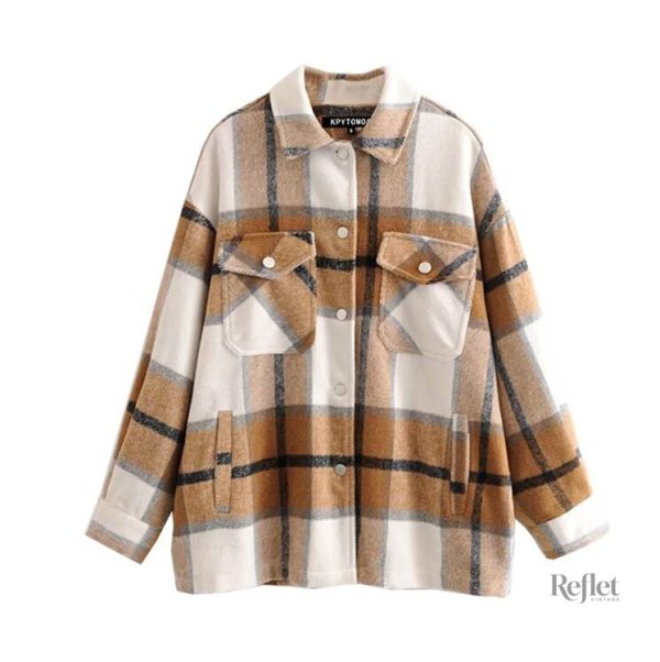 Veste rétro à carreaux pour femme modernisée