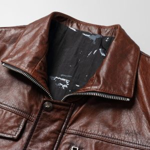 Veste vintage en cuir pour homme, style décontracté et intemporel