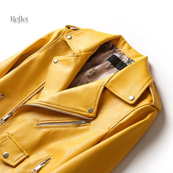 Veste en cuir vintage pour femmes, style moto